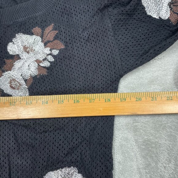 Beautiful By Lawrence Zarian Floral Knit Black Sweater XXS Cotton Blend a1557 - Picture 4 of 8